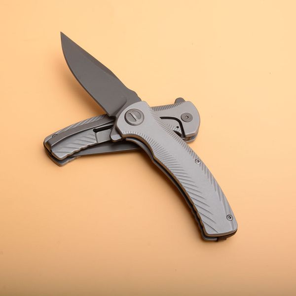 Schlussverkauf! 3490 Assisted Open Flipper Klappmesser 8Cr13Mov Grau Titanbeschichtete Klinge T6061 Griff EDC-Messer