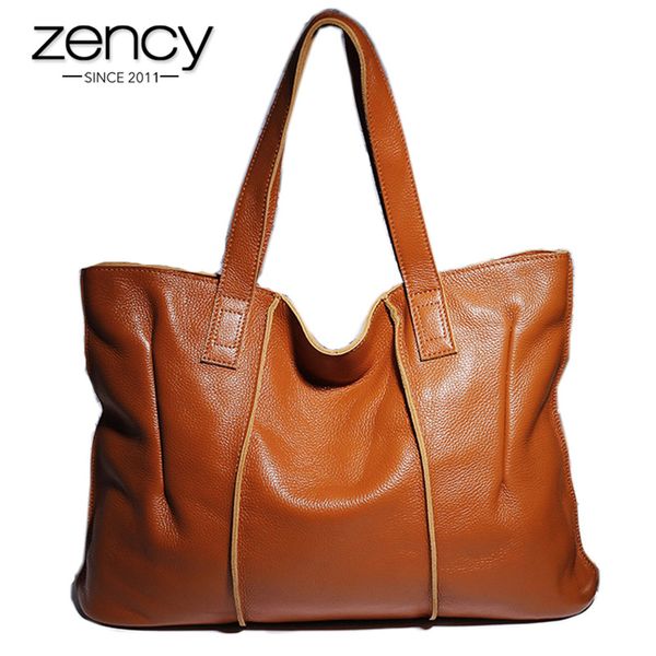 

zectence 100% натуральная кожаная сумочка большая емкость женщин сумка ретро tote кошелек высококачественные хобос брайна сумки