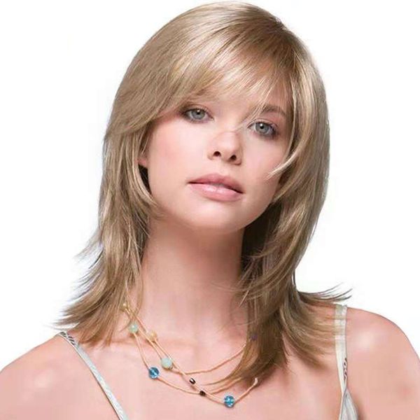 

16.5 inch natural wave synthetic hair wig glueless wigs short hair cosplay wigs for women ombre brown heat resistant, Black
