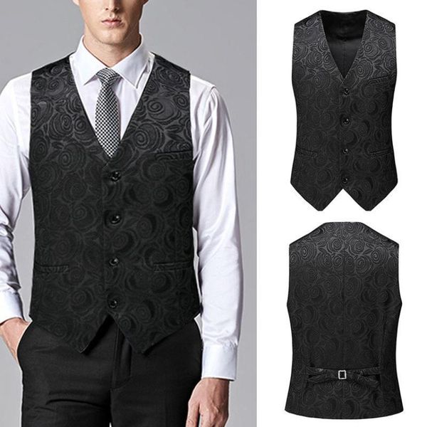 

men's vests printing man vest black waistcoat v-neck 1 pieces top, Black;white
