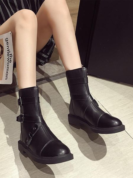 

сапоги женщины 2020 новая мода повседневная толстые полые ботинки, Black