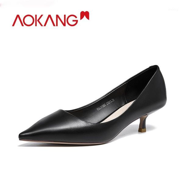 

dress shoes aokang pumps women pointed toe ladies woman high heels1, Black