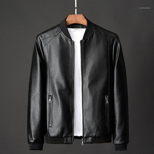 

men's jackets leather bomber jacket leather for men's 2020 new popular korean style slim thin trendy clothes mens faux fur coats1, Black
