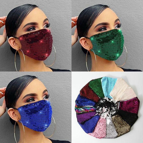 

factory face mask fashion lady salon blingbling paillette sequin designer luxury mask washable reusable mascarilla