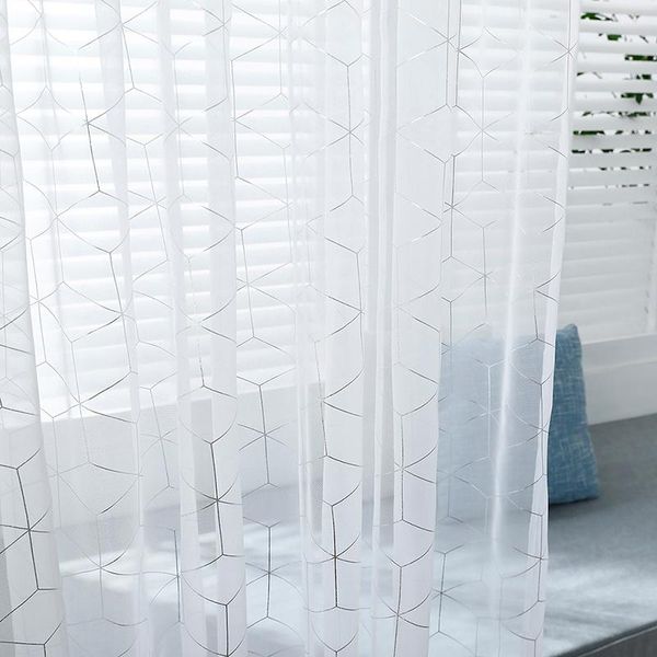 

bronzing silver window curtain soft romantic home decoration gold foil window curtain see through easy install