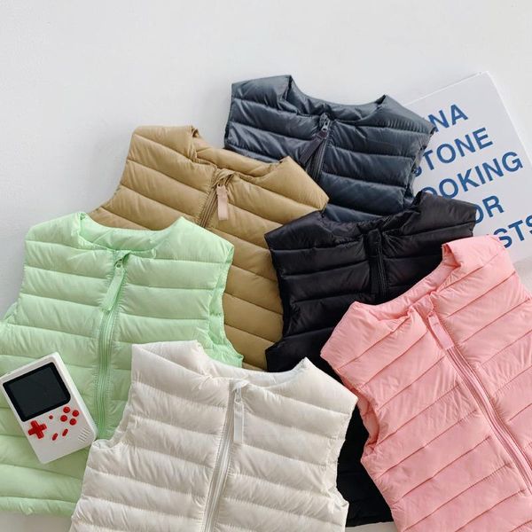 

toddler kids down vest 2021 winter new baby girls solid light warm vest casual o-neck zipper down waistcoat for boys 2-7 years, Camo