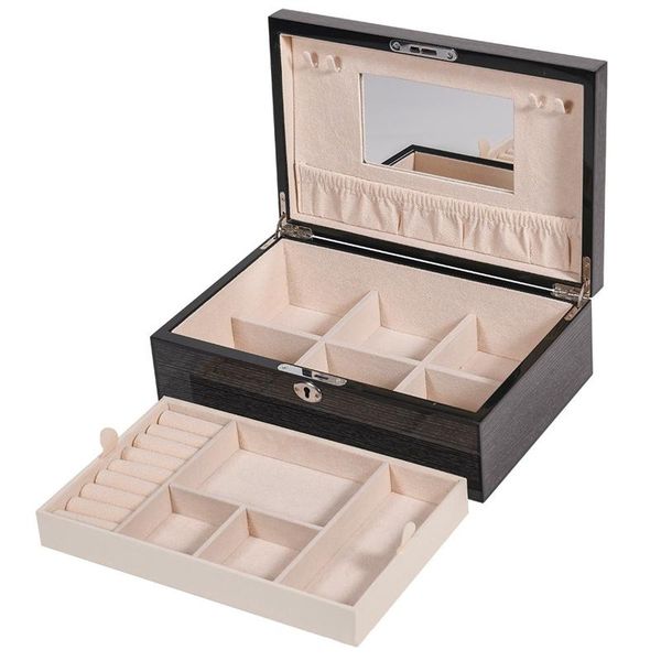 

fashion design large piano lacquer jewelry box jewelry display case 2 layers makeup organizer ring necklace storage box, Pink;blue