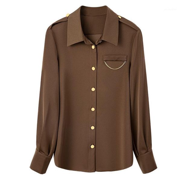 

deat 2021 new spring and summer fashion women clothes single breasted metal chain full sleeves shirt female blouse wp13516l1, White