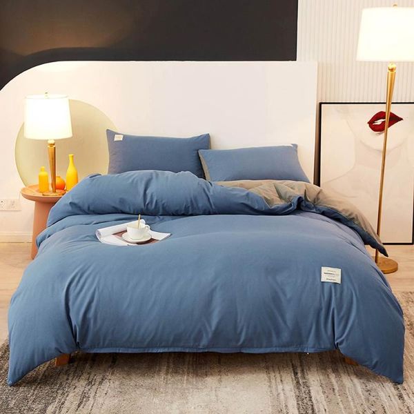 

svetanya grey blue japanese solid polyester fabric bedlinens twin  king size sheet bedding set duvet cover pillowcases