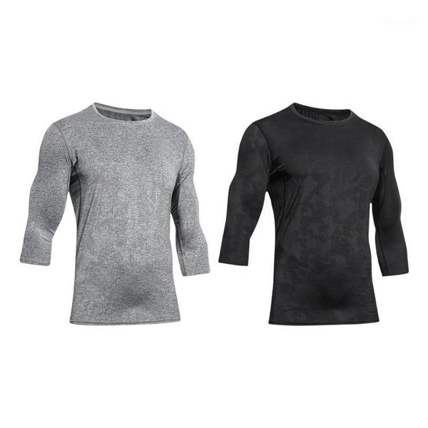 

men exercise t-shirts quick drying trainning men slim fitness running elastic jacquard mesh splicing shirts t-shirts1, Black;blue