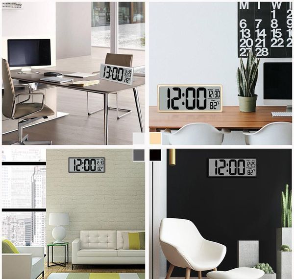 

extra big vision цифровые настенные часы jumbo будильник часы 13.8 "жк-дисплей аварийный сигнал sn календарь в помещении температура bbyeil