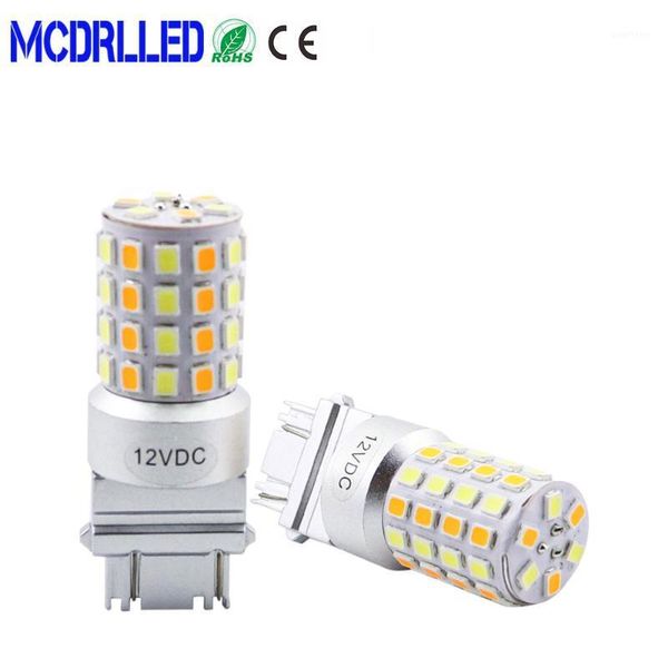 

car led bulb 6w 1157 t25 3157 7443 white amber auto led drl light dual color turn signal light switchback 54smd 2835 p27 3051