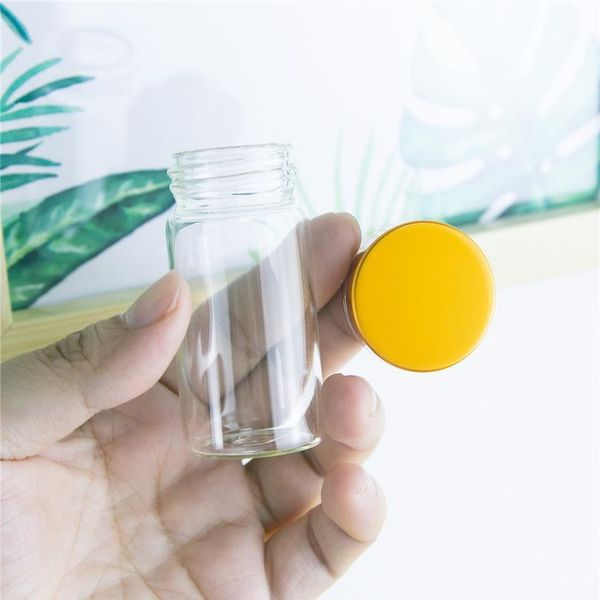 

30*60mm 24pcs 25ml glass bottles aluminium screw golden cap empty transparent clear liquid gift container wishing bot jllnxd