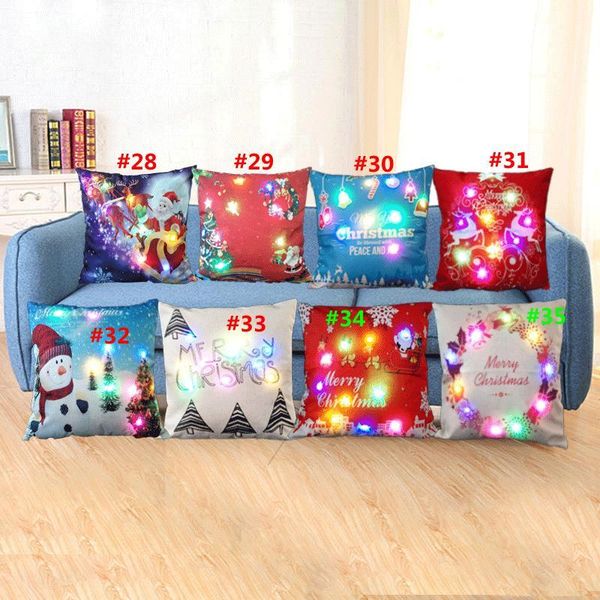 

light luminous creation christmas santa led claus reindeer pillow case sofa car decor cushion 45*45cm
