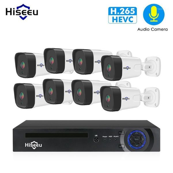 

hiseeu 8ch 1080p poe nvr cctv security system kit h.265 2.0mp audio record ip camera waterproof outdoor video surveillance set1