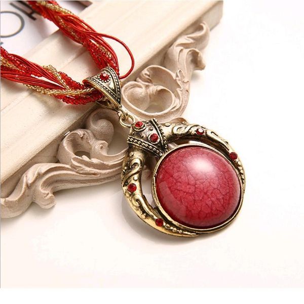 

boho necklaces ethnic natural stone beads vintage necklaces pendants statement necklaces pendants long necklace women jllhhv, Black