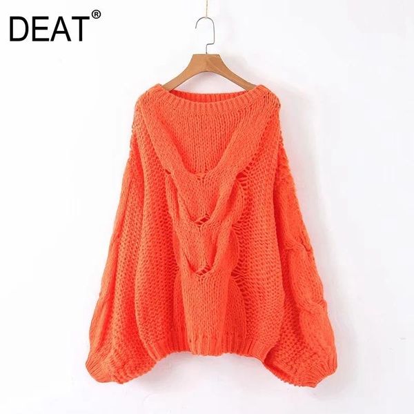 

women's sweaters [deat] 2021 spring autumn fashion tide solid color lantern sleeve round neck mohair knitted pullover sweater women 13a, White;black