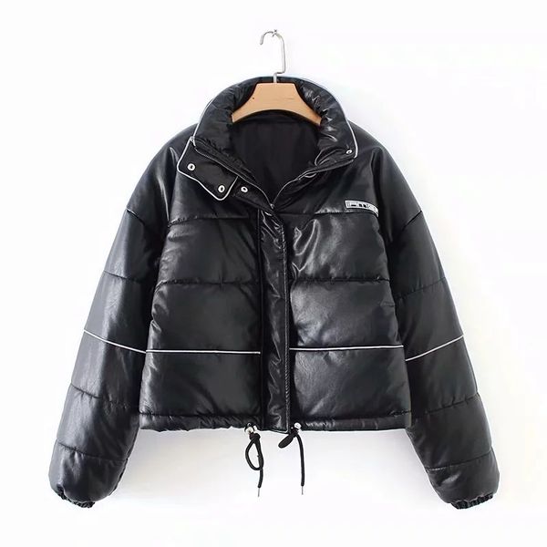 

pu leather jacket women long sleeve jacket winter coat ladies casual short oversized jackets female outwear 2020, Black