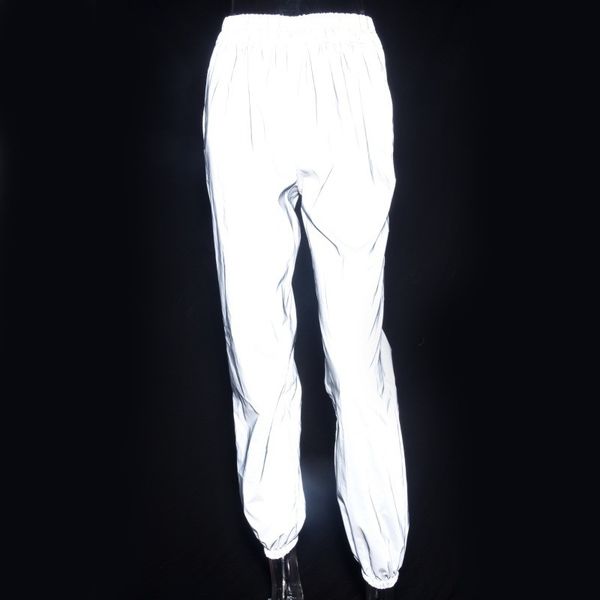 

flash casual pants joggers night running reflective pant streetwear sweatpants women trousers y200418, Black;white