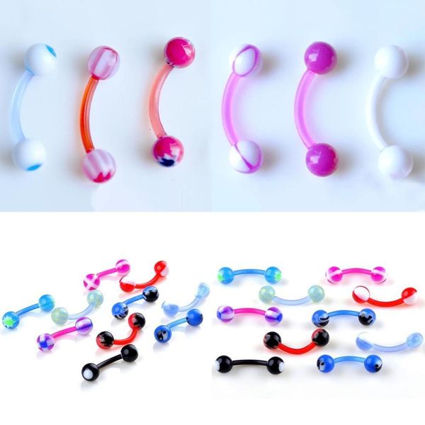

10pcs mix acrylic stainless steel eyebrow navel belly lip tongue ring nose bar rings body piercing jewelry q bbyzqc, Silver