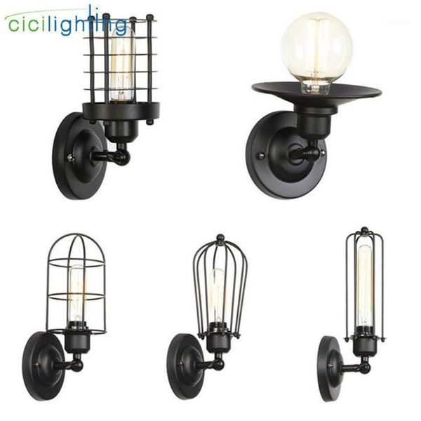 

ac100-240 black wall sconces minimalist industrial iron novelty hallway stairs bedside lamp decorative wall light sconce1