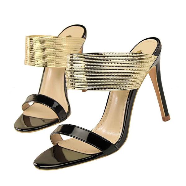 

fashion brand high leap summer metal air vintage platform shoes of women in the women's party gold iz1e, Black