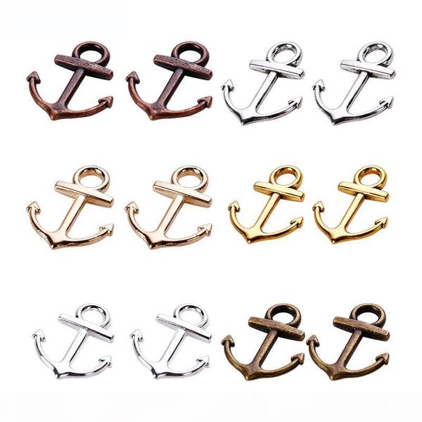 

vintage metal small anchor charms diy fashion trendy nautical anchor pendant charms for jewelry making 15*19mm charms ing, Bronze;silver