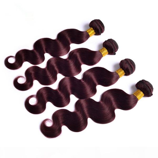 

9a grade malaysian burgundy human hair 99j wine red 4bundles body wave wavy malaysian burgundy red human hair weaves extensions 4pcs lot, Black