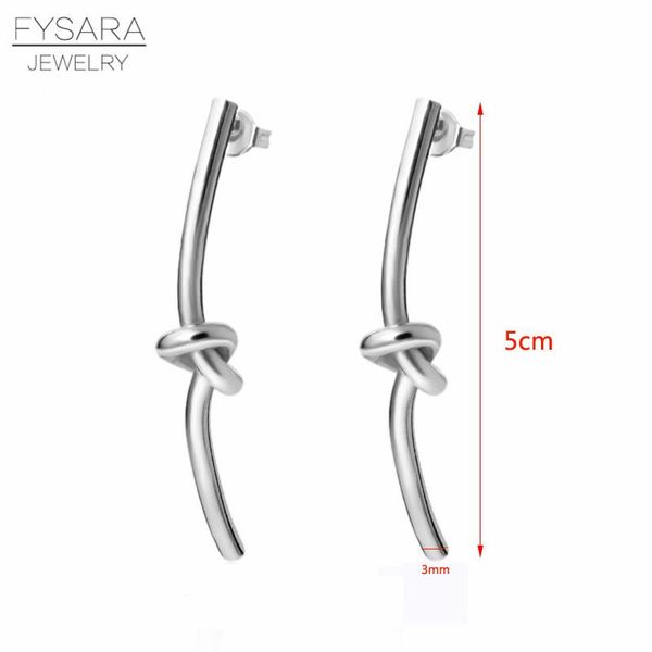 

fysara long line earrings rose gold color geometric knot earrings for women jewelry designer luxury stud earrings love wedding sqcfbn, Golden;silver