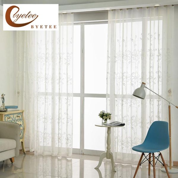 

curtain & drapes [byetee] gauze curtains window screen embroidered red yarn tulle kitchen door sheer for bedroom living room