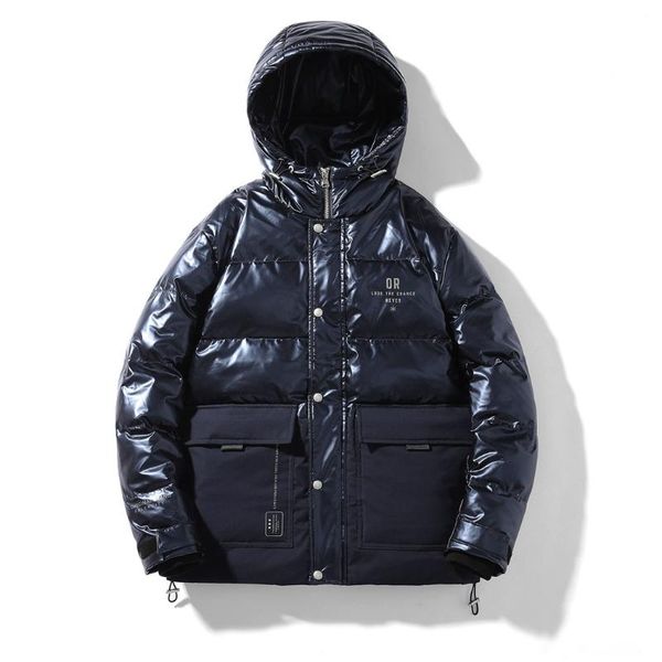 

men's down & parkas clothing to keep warm white duck coat han edition teenagers logo winter man cotton-padded jacket, Black