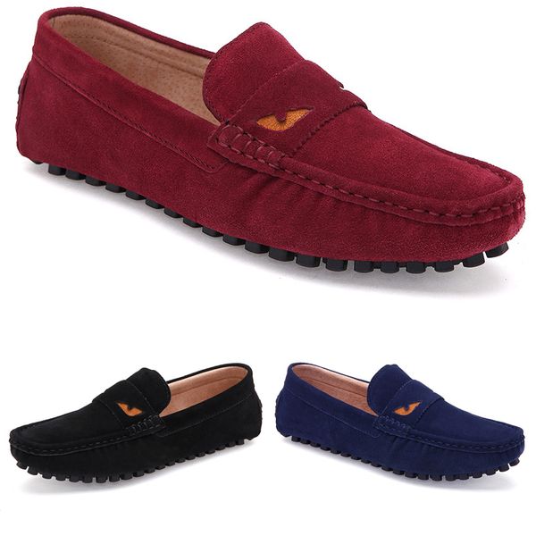 

non-brand men british peas shoes leather casual fashion breathable black blue red lazy overshoes size 38-44