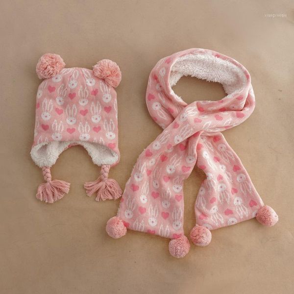 

baby hat scarf set love jacquard child knit cap autumn winter hat girls hats baby clothing1, Slivery;white