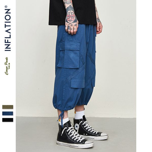 INFLATION Tasche Baggy Taktische Knöchel Länge Hosen Lose Fit Hosen Streetwear Cool Man Hip Hop Elastische Taille Cargo Pant LJ201007