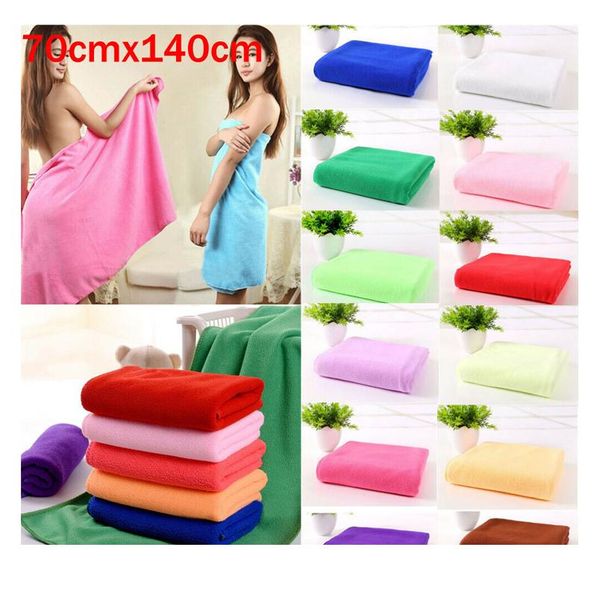 

горячая распродажа 70x140см микрофибра абсорбирующая сушка ванна пляжные полотенца washcloth купальники душевая ванна ткань byhps