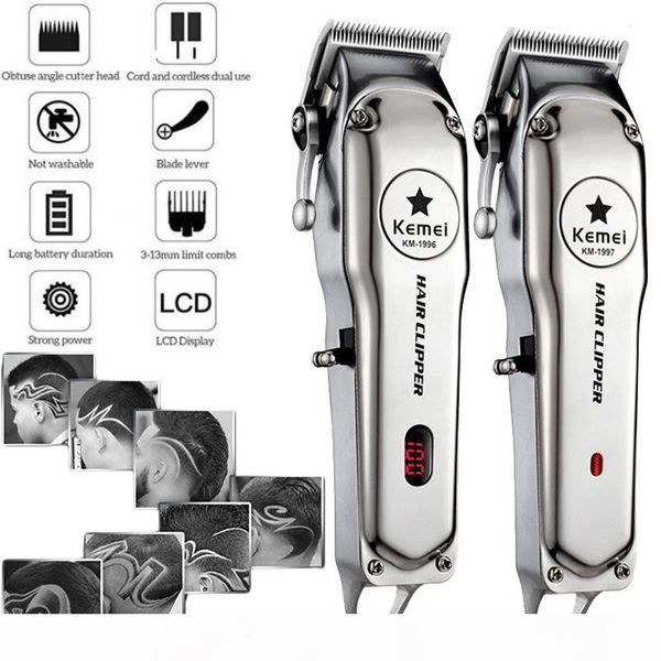 

kemei-1996 barber shop rechargeable hair clipper all metal electric hair trimmer professional beard trimmer haircut machine 1997