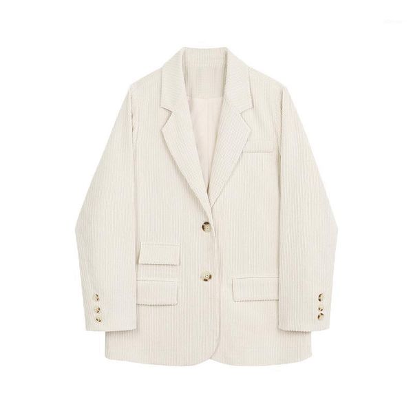 

corduroy single-breasted suit jacket work office women autumn and winter 2020 new korean style loose suit women1, White;black