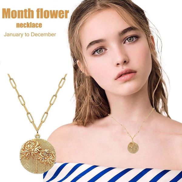 

chains fashion exquisite relief flowers necklace jewelry femme party neck accessories from january to december gift #3, Silver