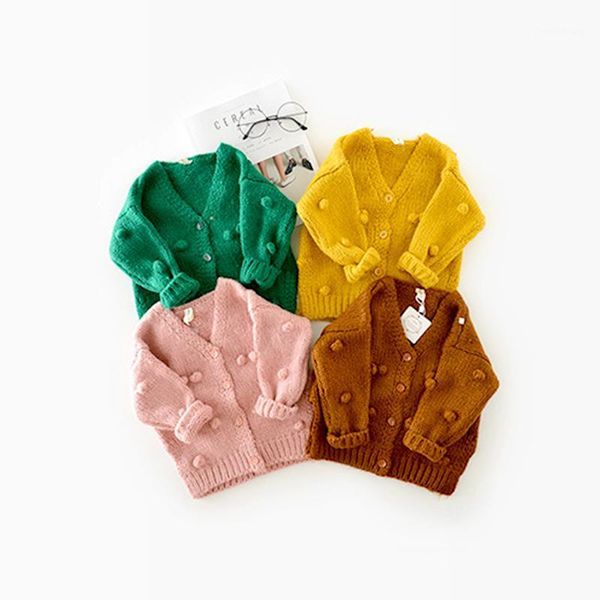 

baby hand-made bubble ball sweater knitted cardigan jacket baby sweater coat girls cardigan girls winter sweaters for 1-3 years1, Blue