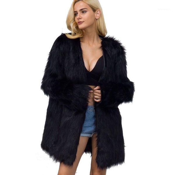 

fashion plus size warm thick spring winter fur vest women faux fur coat bontjas pelliccia donna jaqueta de couro veste fourrure1, Black