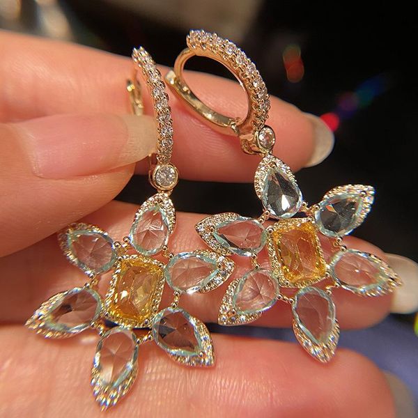 

fashion summer light blue flower drop earring for women, Silver