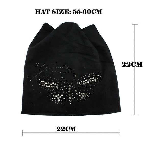 

flb] female beanie bonnet autumn and winter caps hip-hop cap rhinestone hats for women beanies balaclava womens skullies f18051 sqccfx, Black;white