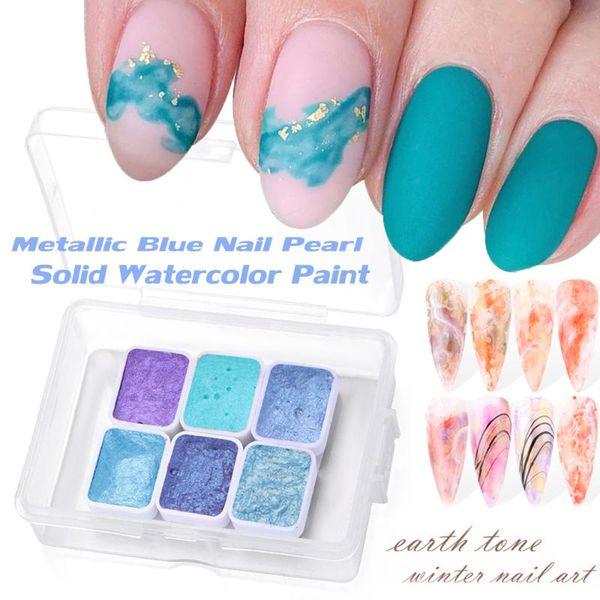 

nail glitter metallic watercolor solid pigment pearl chrome set blue purple decor diy manicure tools 2021 fashion, Silver;gold