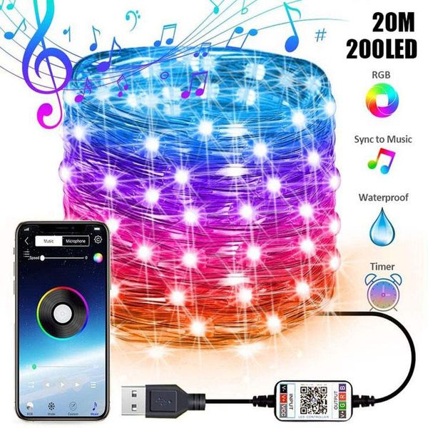 

2-20m christmas tree decoration lights smart bluetooth led xmas string lights app remote control christmas decor for home