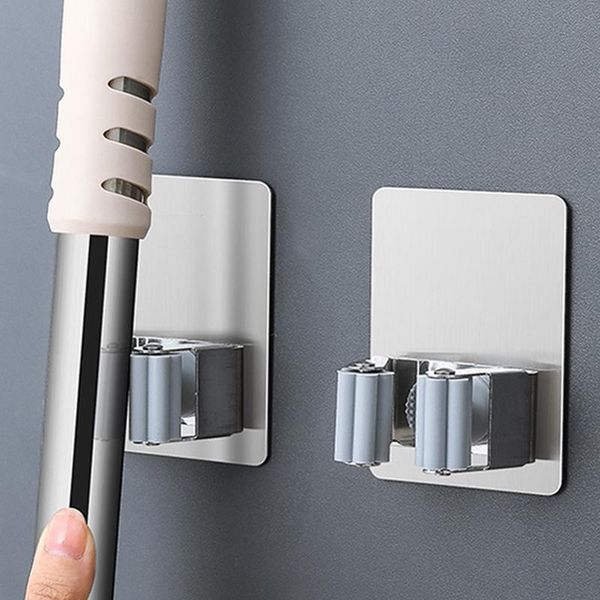 

hooks & rails wall mounted mop organizer holder brush broom hanger home storage rack bathroom suction hanging pipe household tools