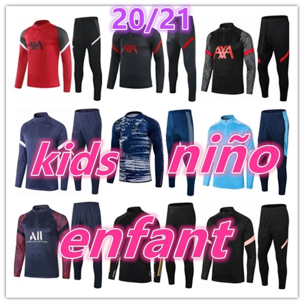 

2020 2021 new kids soccer tracksuit football training kids football kits 20 21 kids football training suit enfant jogging jacket tracksuits, Black