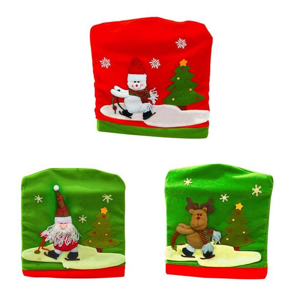 

2020 christmas chair cover cute reindeer santa claus snowman skiing print dining chair caps slipcovers for home party dÃ©cor