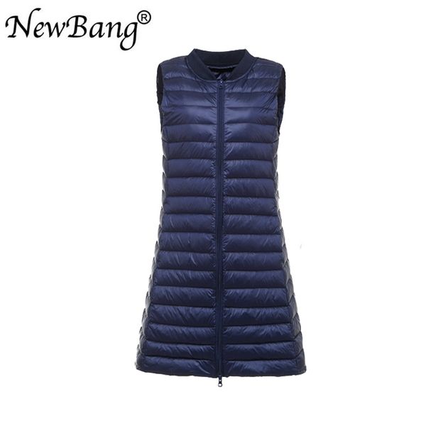 NewBang Baseball Kragen Damen Lange Weste Ultraleichte Daunenwesten Weiblich Daunenmantel Schlank Ärmellos Plus XXXL 201029