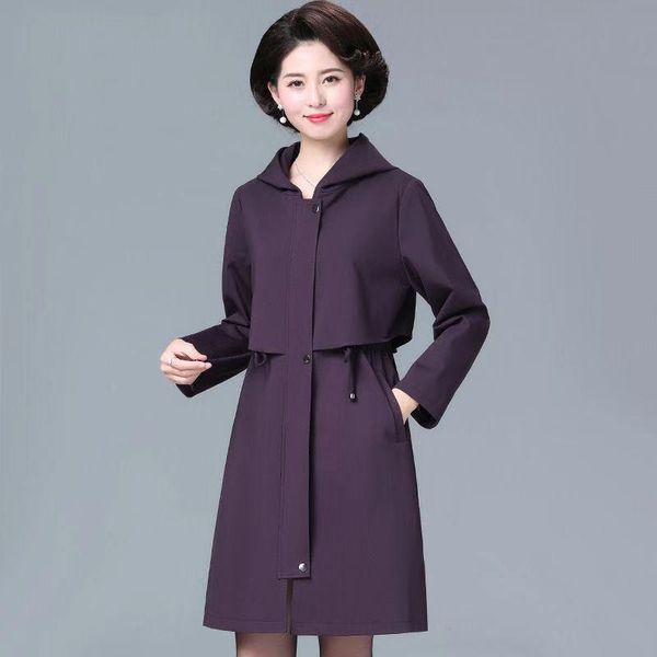 

2021 new autumn winter women's trench new fashion middle-aged elderly female thick coat mid-long hooded popular windbreaker 7gkh, Black;brown