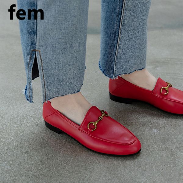

women shoes horse bit loafer metal decoration woman flats round toe slip on female shoes shallow fashion leather ladies shoes q1215, Black;white